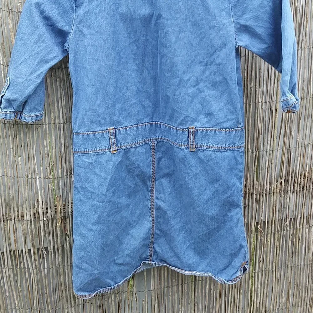 Girl's Carter's Blue Denim Button Up Dress with Pocket & Belt Loops - 6